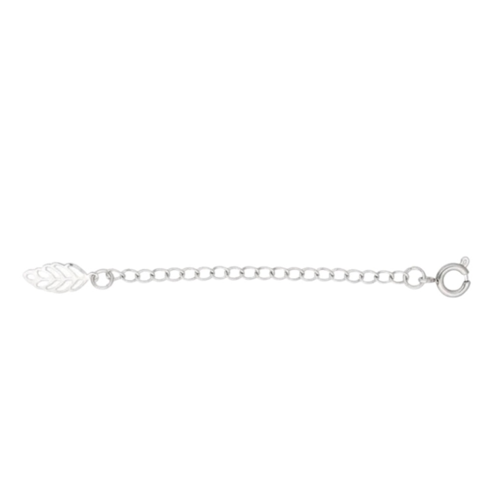 Stainless Steel Extender Chain 2 Inch – Curb Chain with Leaf Charm & Spring Ring